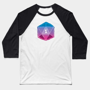 Natural 1 | Hand Painted Nat 1 - Critical Fail D&D - Pink and Blue Gradient Baseball T-Shirt